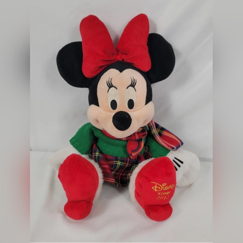 Disney Store Minnie Mouse Plaid Dress 18" 2012 Plush Soft Toy Stuffed Animal